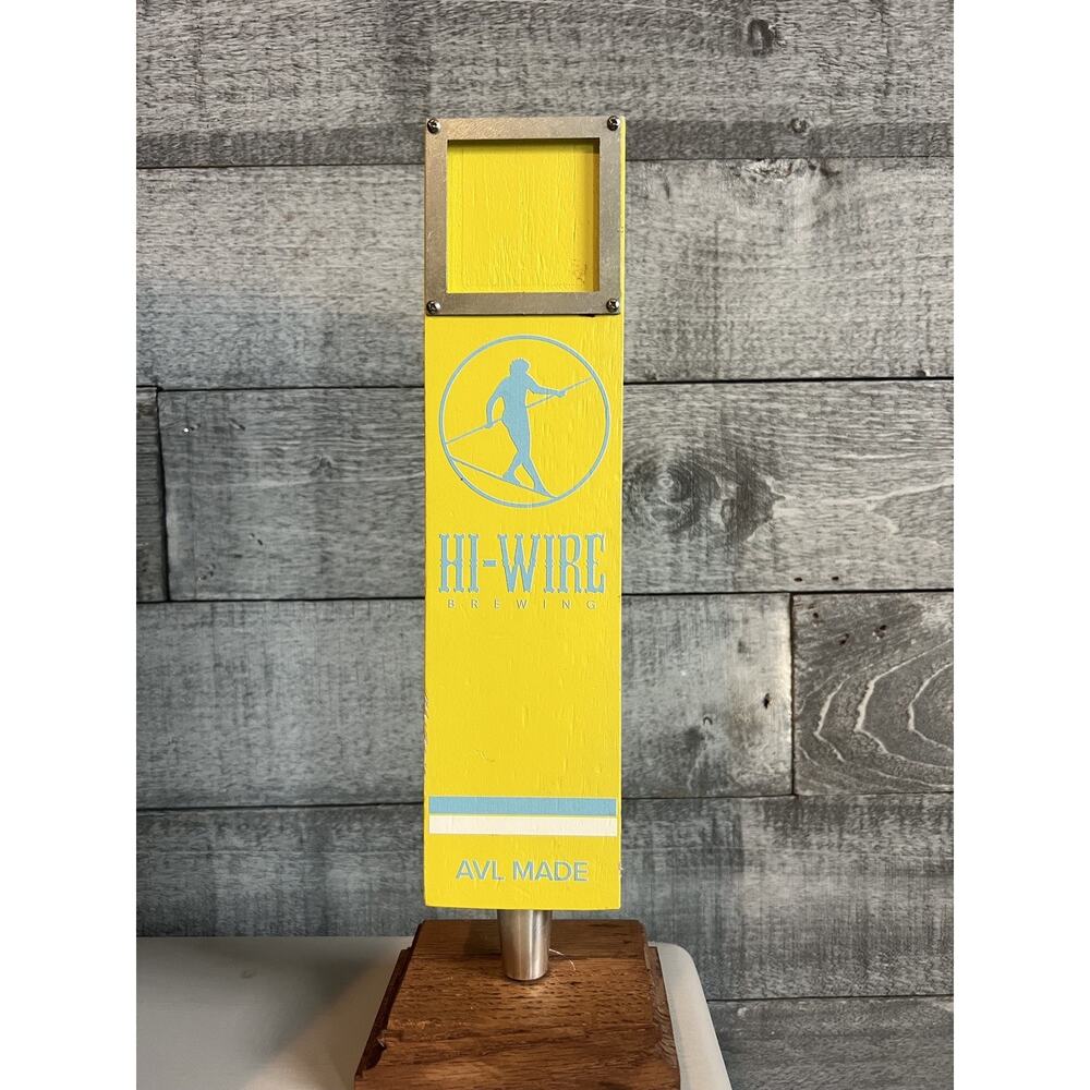 Hi-Wire Brewing Ashville North Carolina AVL MADE‎ Beer Tap Handle Yellow Blue